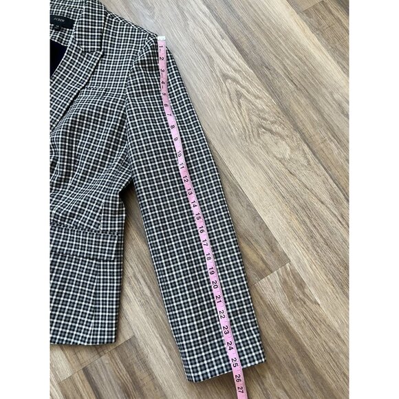 J. Crew lady black grey white check double breasted blazer Suit Jacket SZ: 14 - Picture 6 of 13